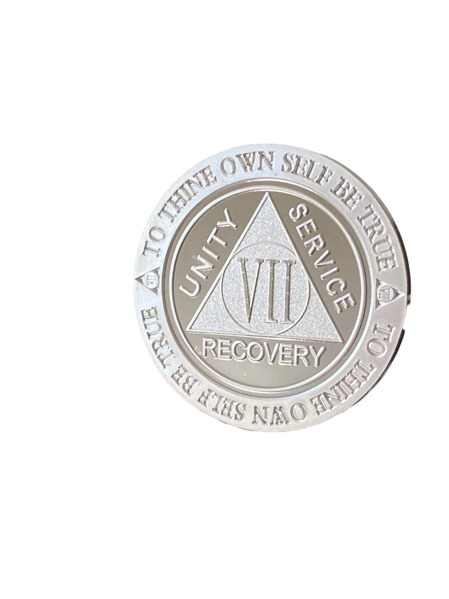 7 Year AA Medallion .999 Fine Silver 1 oz Sobriety Chip Serenity Prayer Back Elegant Design