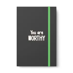 Affirmation Feminist Pro Choice Color Contrast Notebook & Journal - I Am Worthy (White)