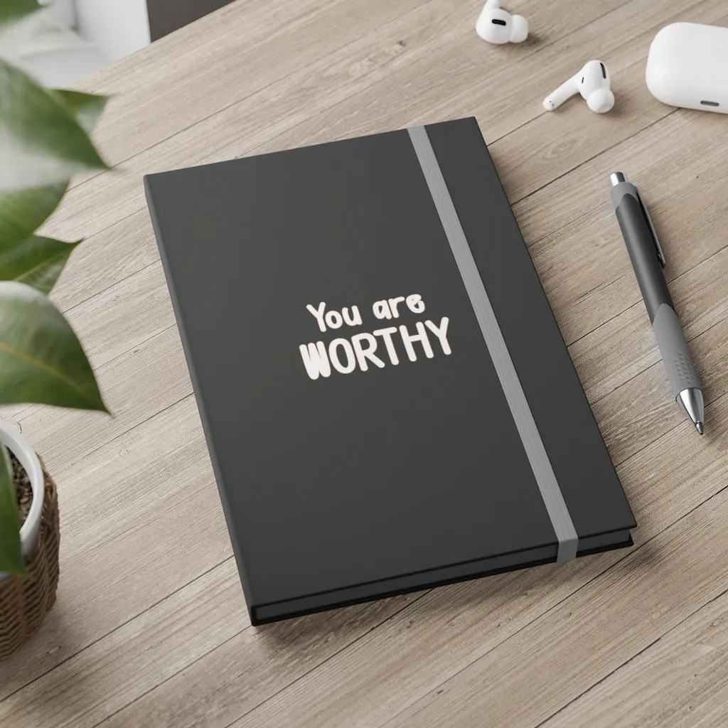 Affirmation Feminist Pro Choice Color Contrast Notebook & Journal - I Am Worthy (White)