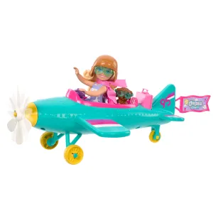 Barbie Chelsea Can Be… Plane Doll & Playset, 2-Seater AIrcraft With Spinning Propellor & 7 Accessories