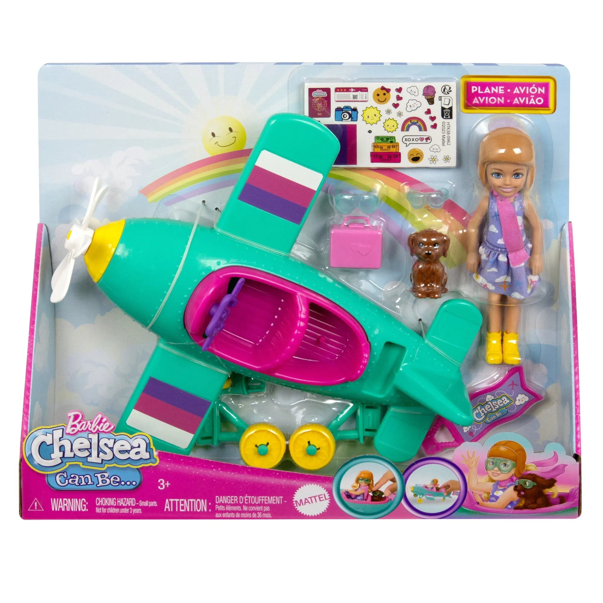 Barbie Chelsea Can Be… Plane Doll & Playset, 2-Seater AIrcraft With Spinning Propellor & 7 Accessories