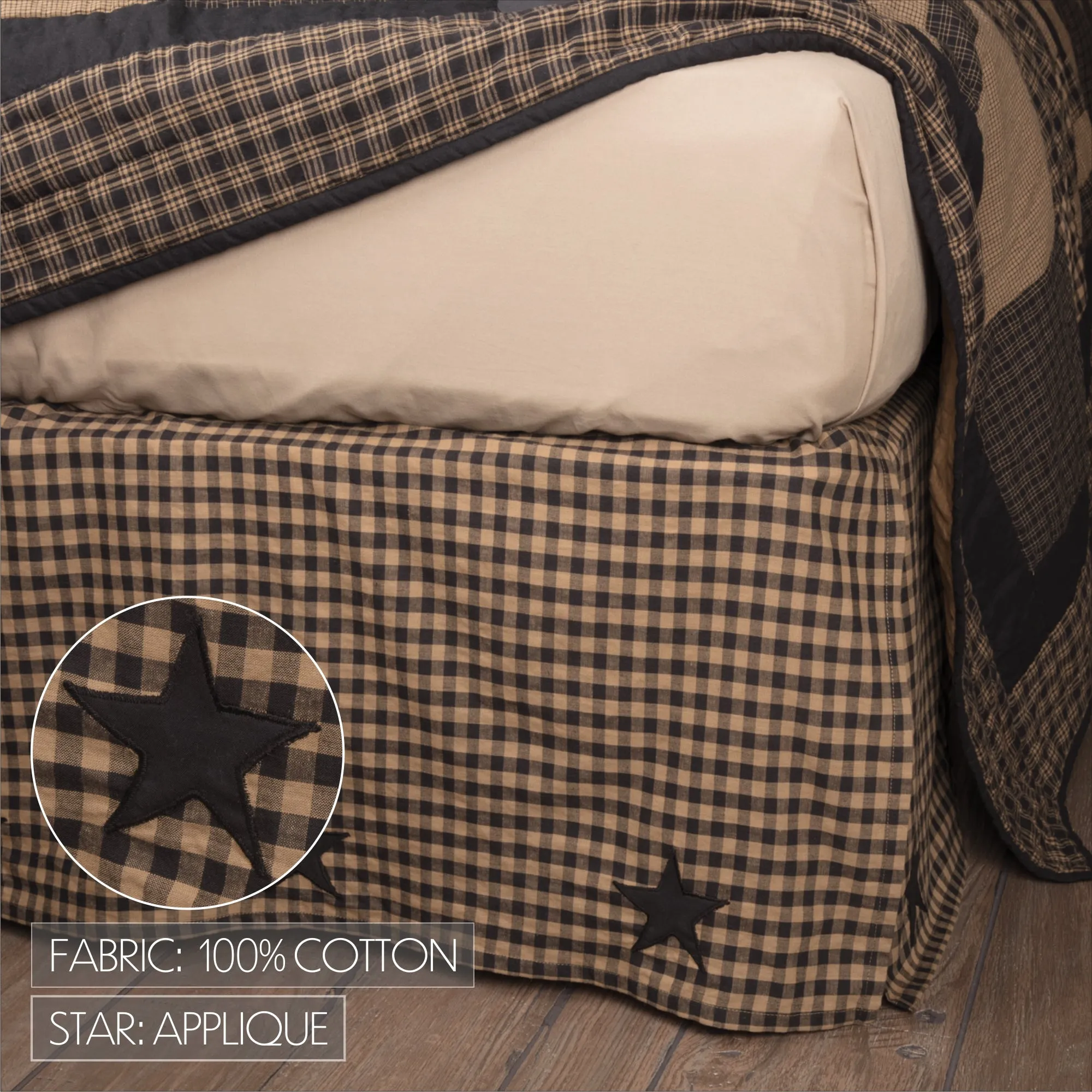 Black Check Star Bed Skirt