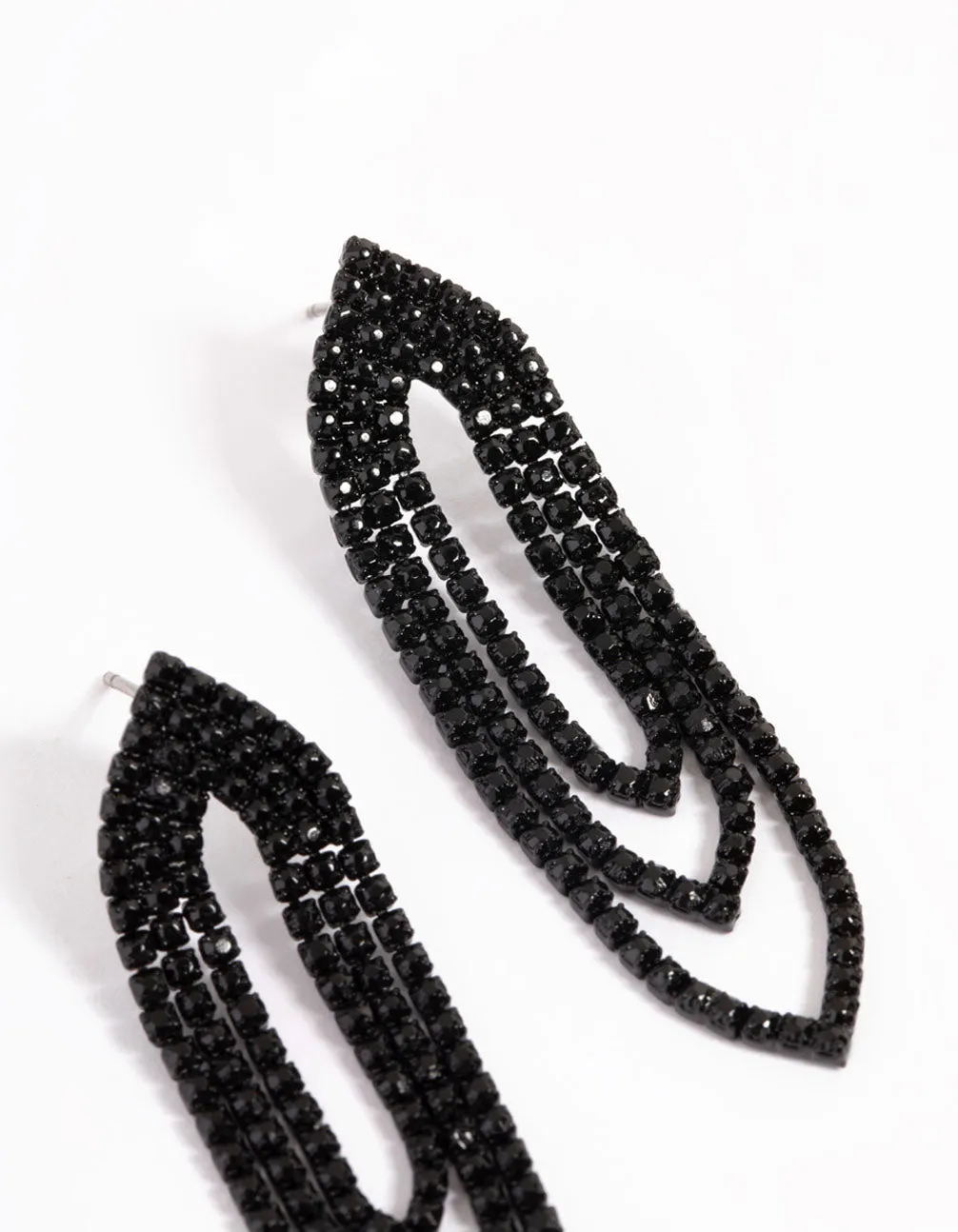 Black Mini Oval Cupchain Crop Earrings