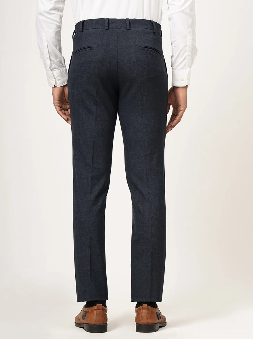 Blue Checked Super Slim Fit Formal Trouser | JadeBlue