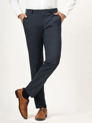 Blue Checked Super Slim Fit Formal Trouser | JadeBlue