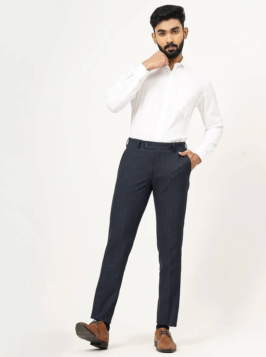 Blue Checked Super Slim Fit Formal Trouser | JadeBlue