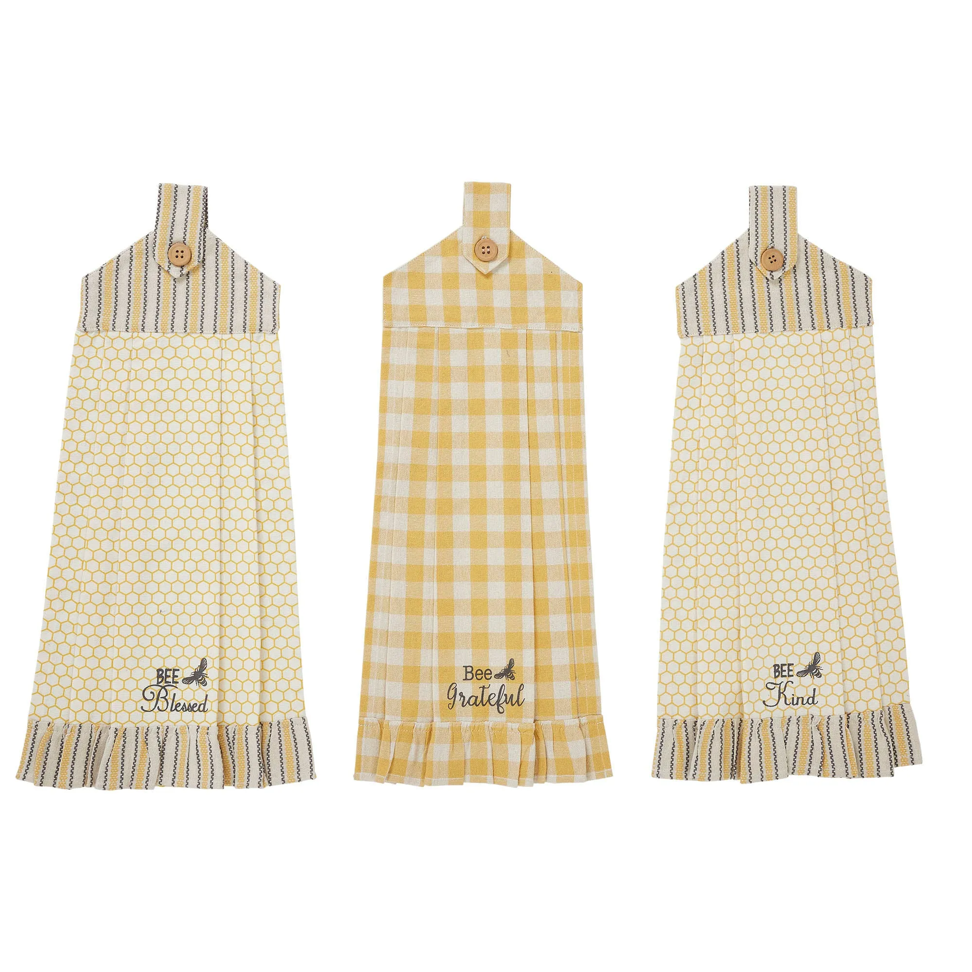 Buzzy Bees Button Loop Tea Towel Set of 3