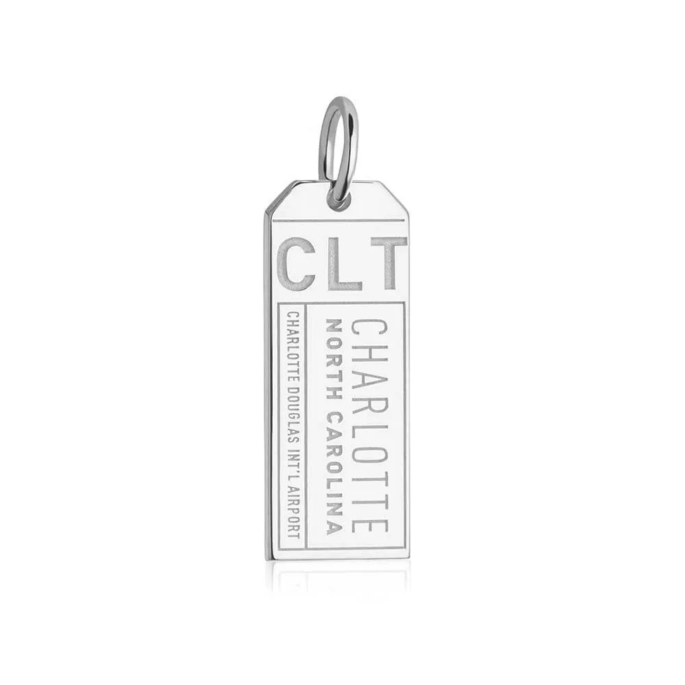 Charlotte North Carolina USA CLT Luggage Tag Charm Silver