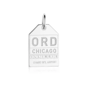 Chicago Illinois USA ORD Luggage Tag Charm Silver