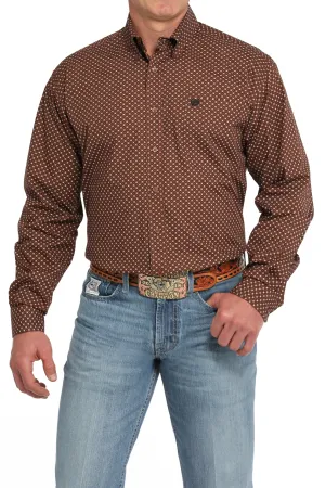 Cinch Men's Brown Geometric Print Button-Down Shirt