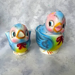 CUTE Lefton BLUEBIRD Cream and Sugar Set, Kitschy Sweet , Vintage Collectible Anthropomorphic Birds, Mid Century Kitsch Décor