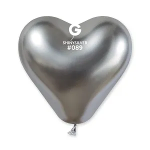 Gemar Latex Balloon #089 Silver 12inch 25 Count Shiny Color (Heart Shape)