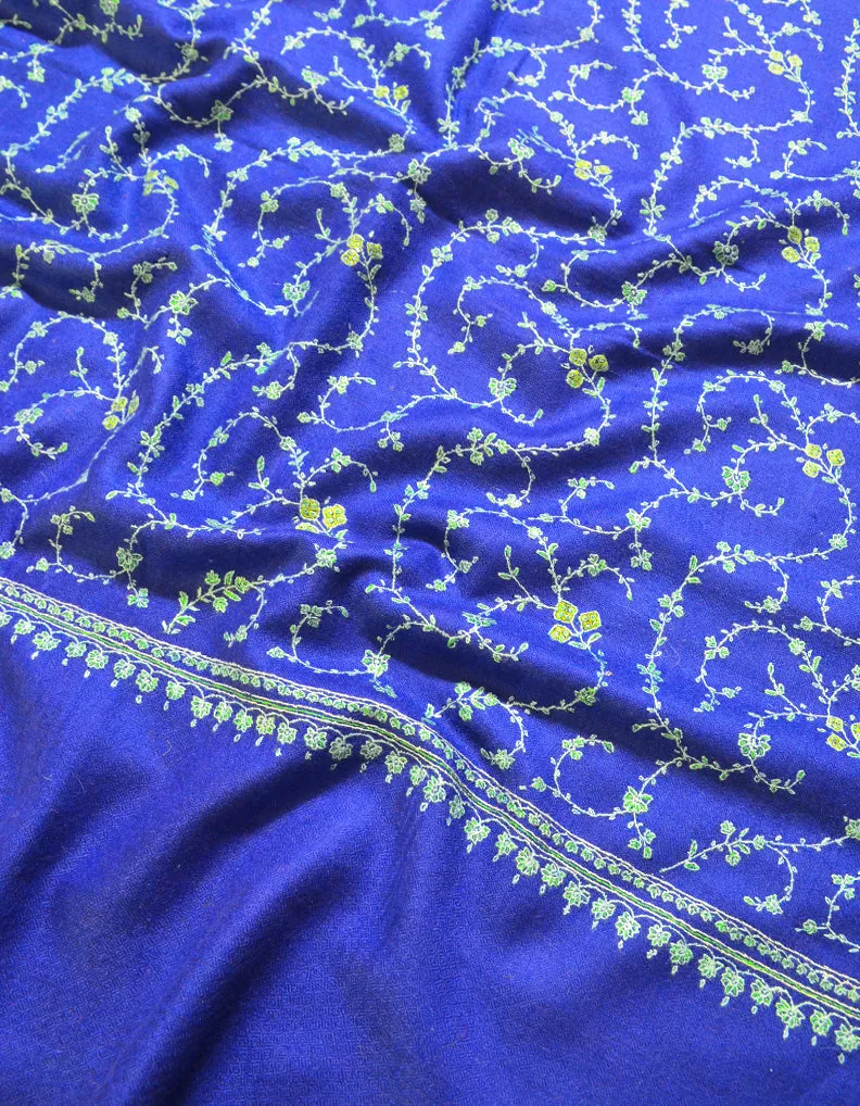 Ink Blue Pashmina Stole In Sozni 5889