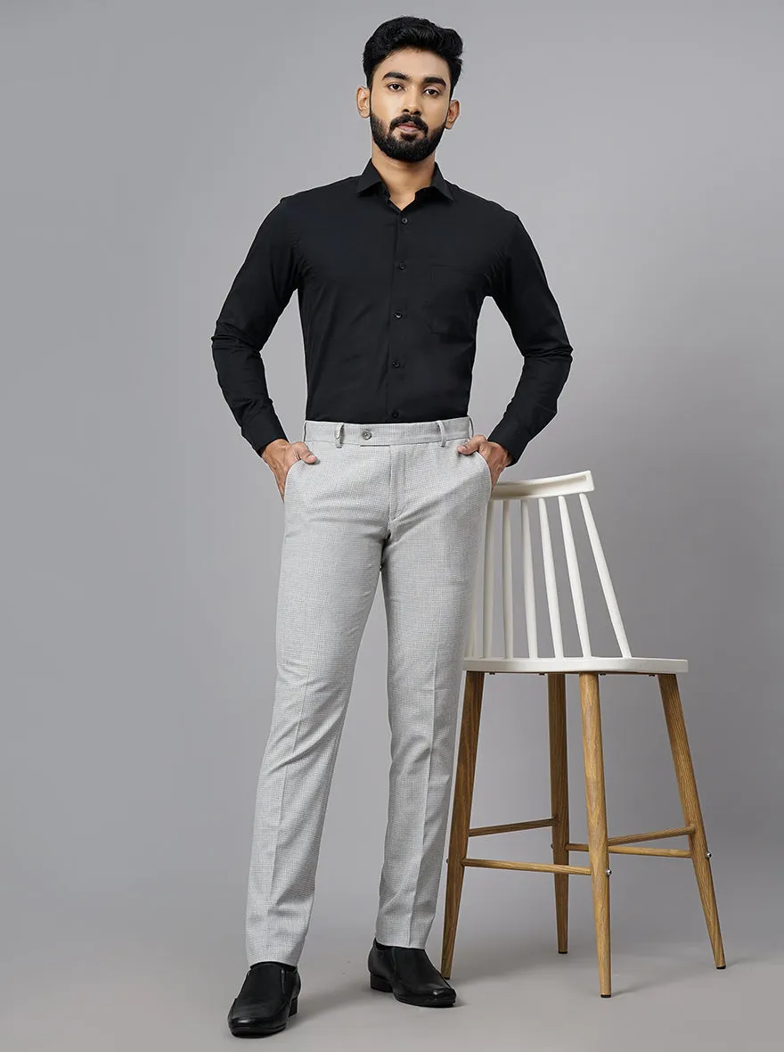 Light Grey Checked Super Slim Fit Formal Trouser | JB Studio