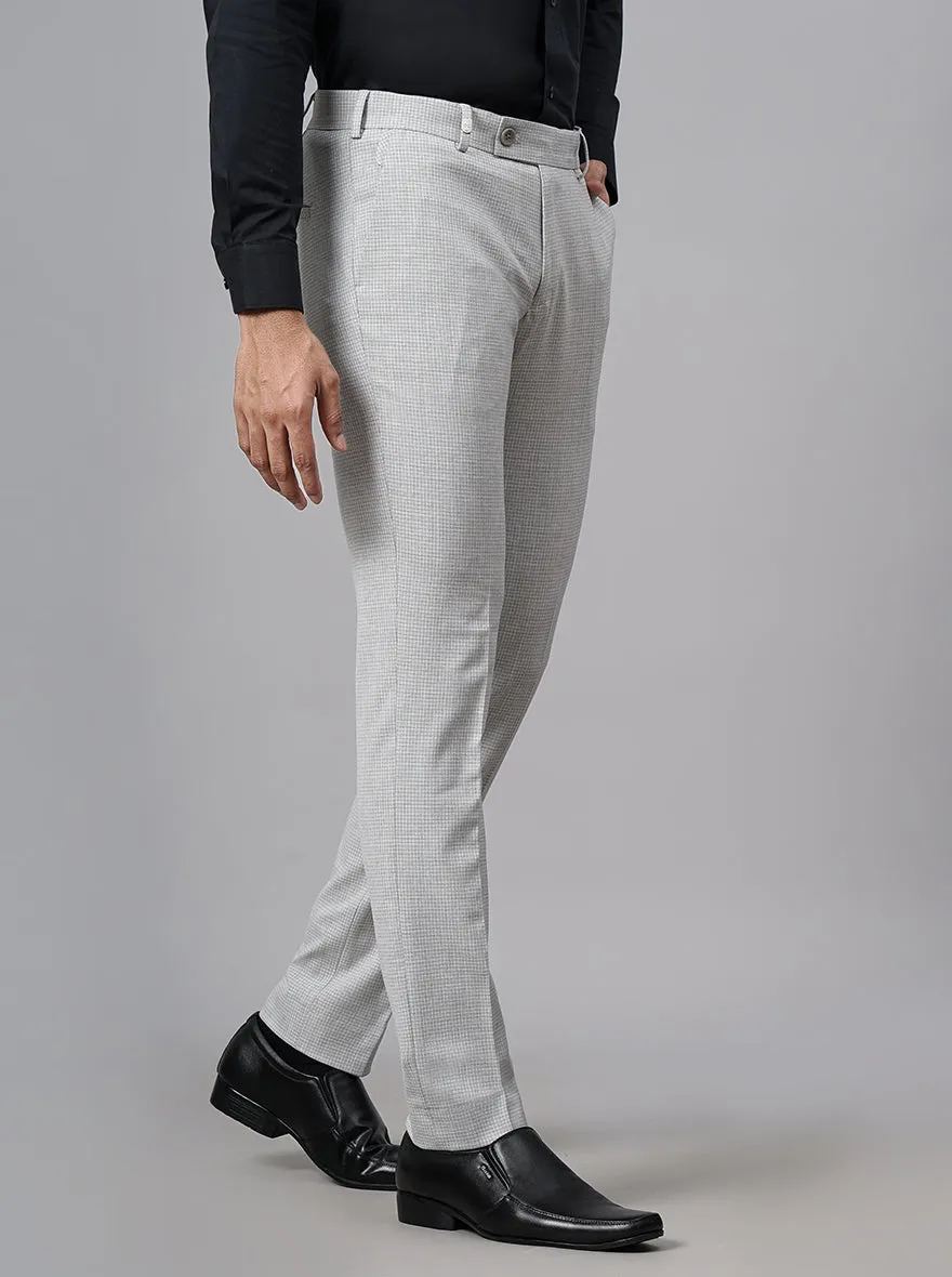 Light Grey Checked Super Slim Fit Formal Trouser | JB Studio