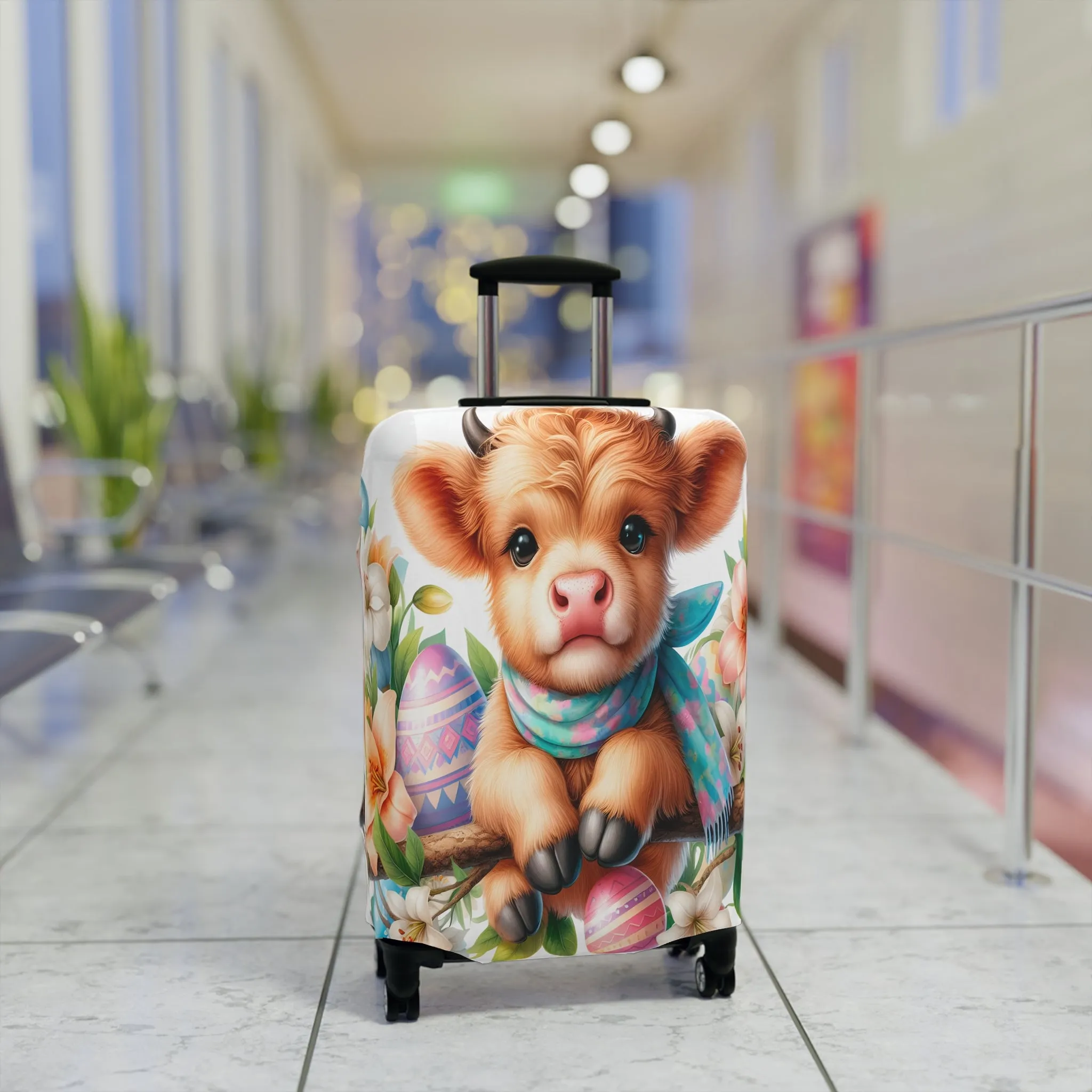 Luggage Cover, Easter, Highland Cow, awd-1604