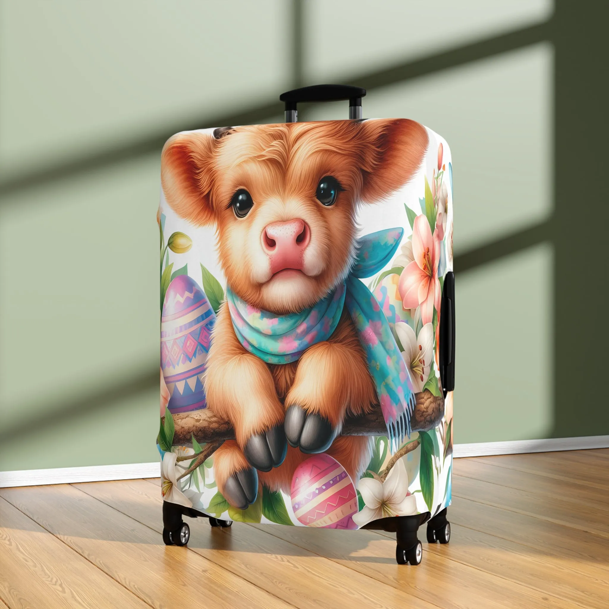 Luggage Cover, Easter, Highland Cow, awd-1604