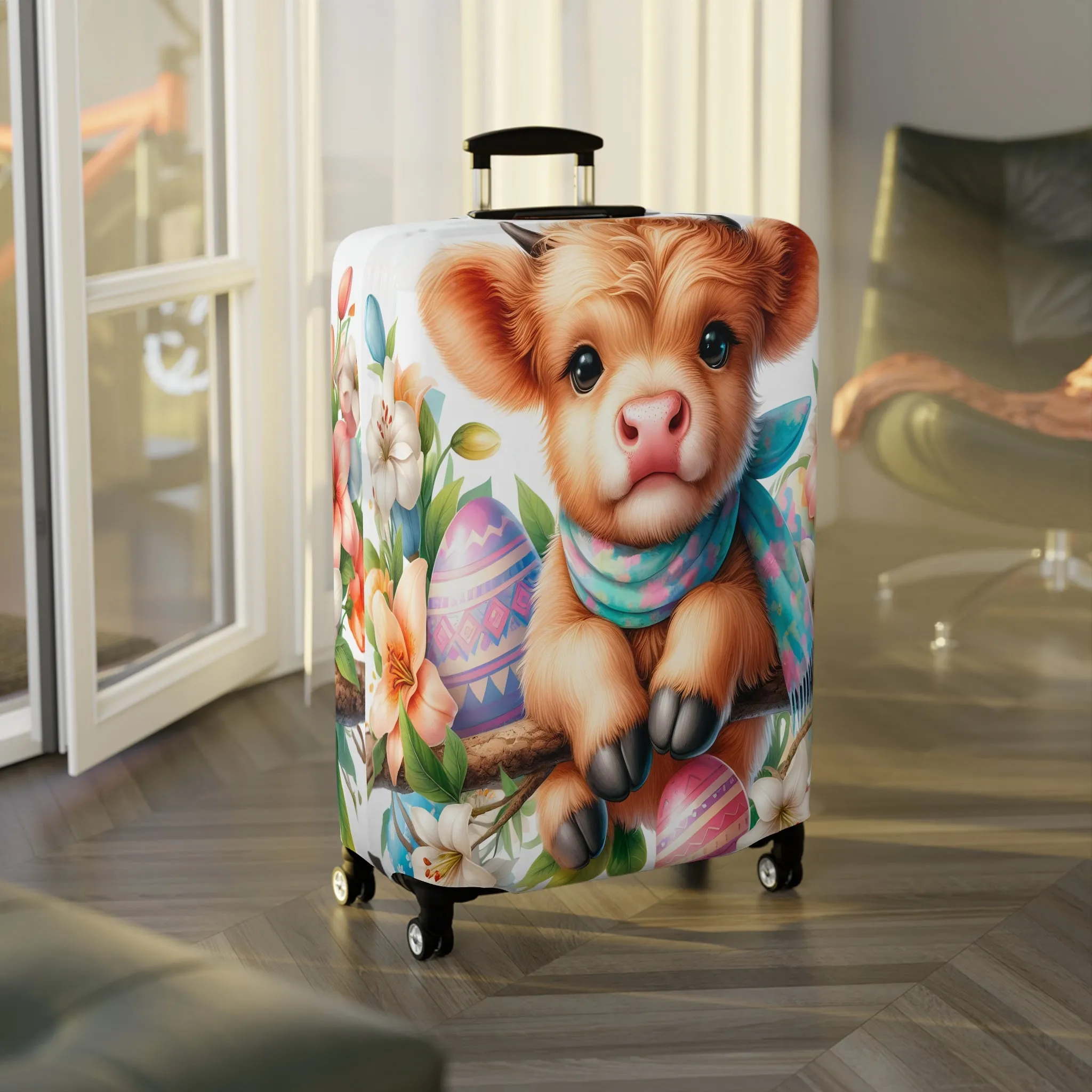 Luggage Cover, Easter, Highland Cow, awd-1604