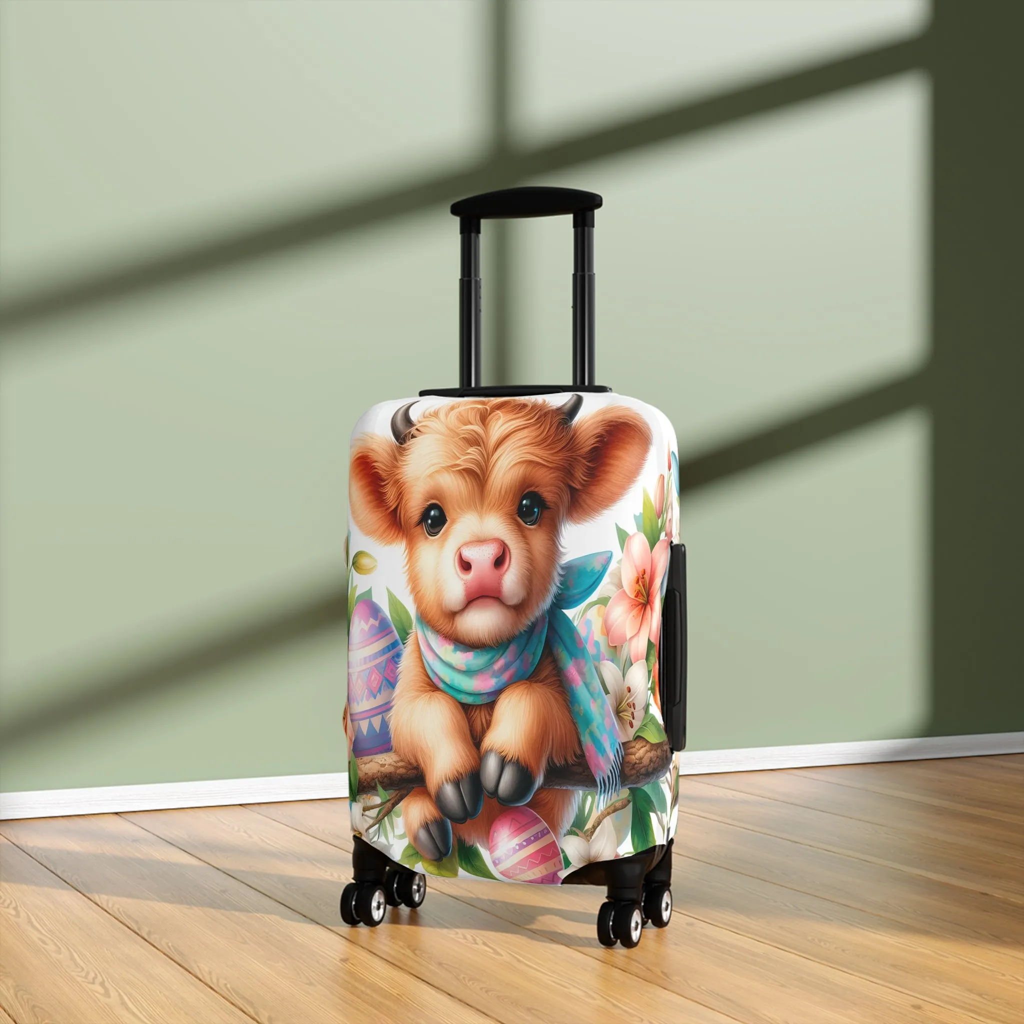 Luggage Cover, Easter, Highland Cow, awd-1604