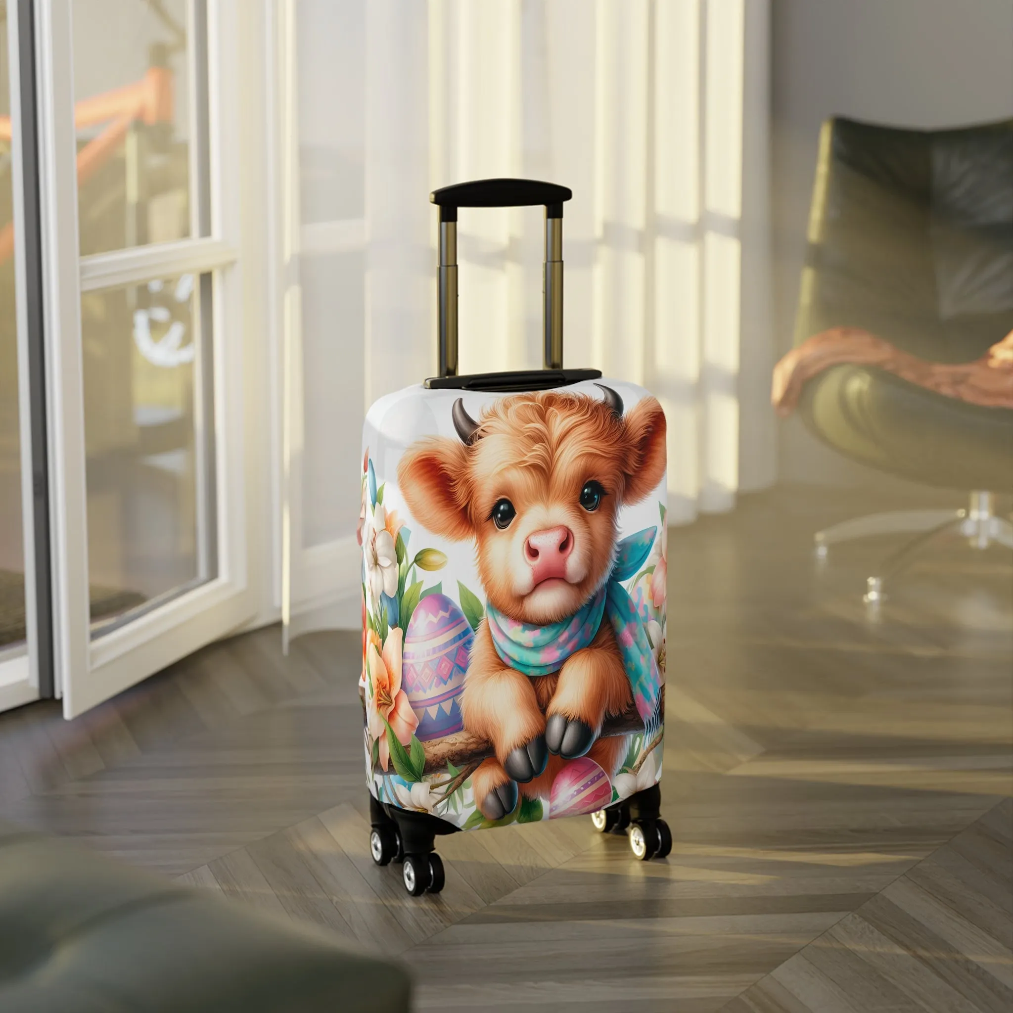 Luggage Cover, Easter, Highland Cow, awd-1604