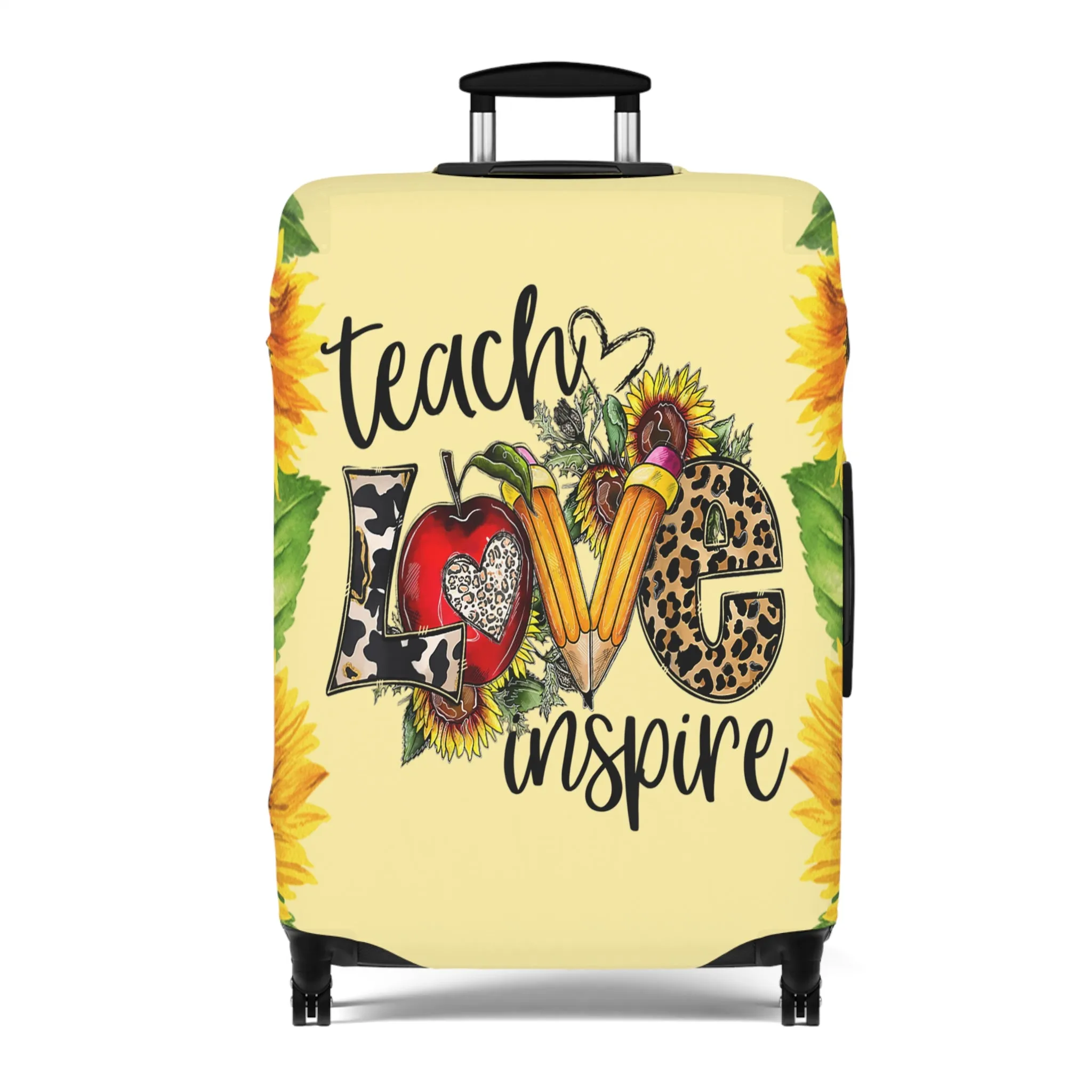 Luggage Cover, Teacher, Sunflowers, Teach, Love, Inspire, awd-1756