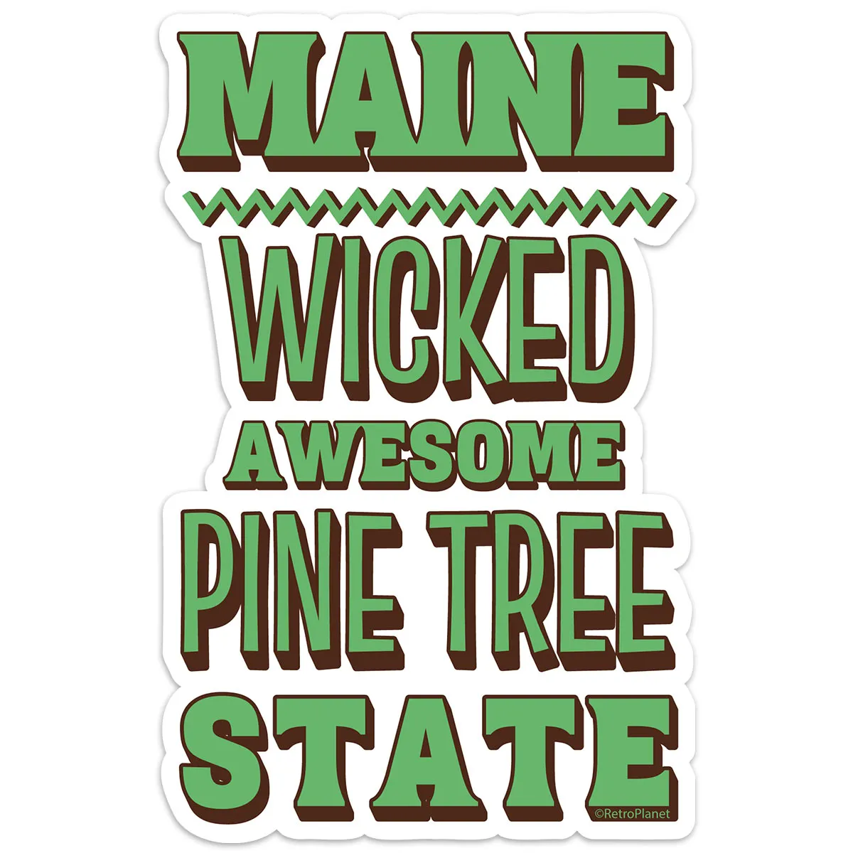 Maine Wicked Awesome Pine Tree State Mini Sticker