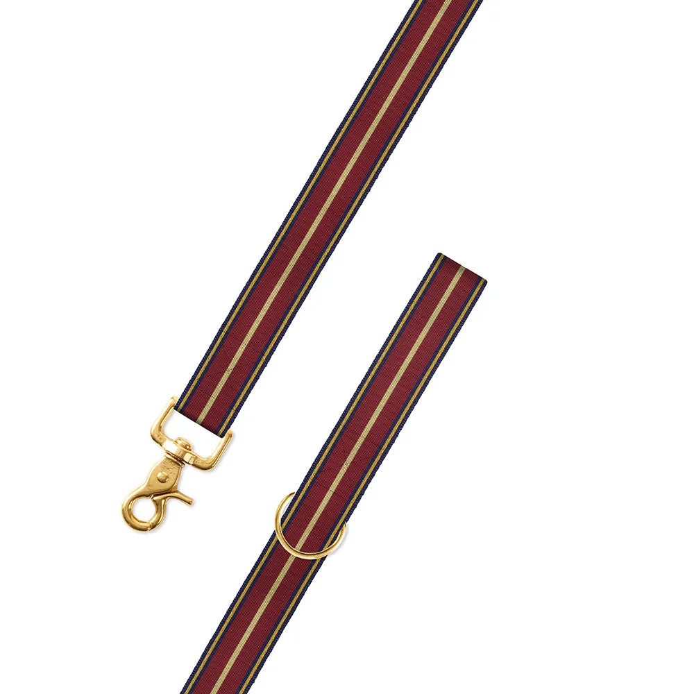 Navy, Burgundy & Gold Grosgrain Ribbon Dog Leash