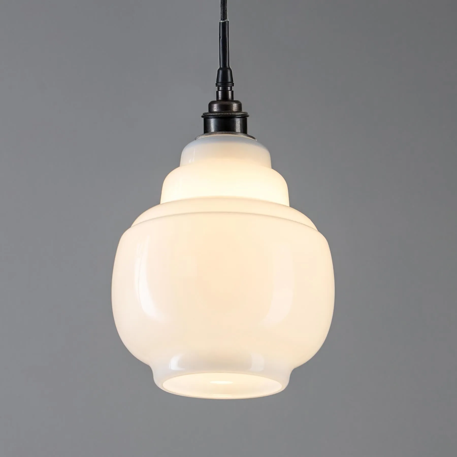 Old School Electric Barrel opal glass bathroom pendant light