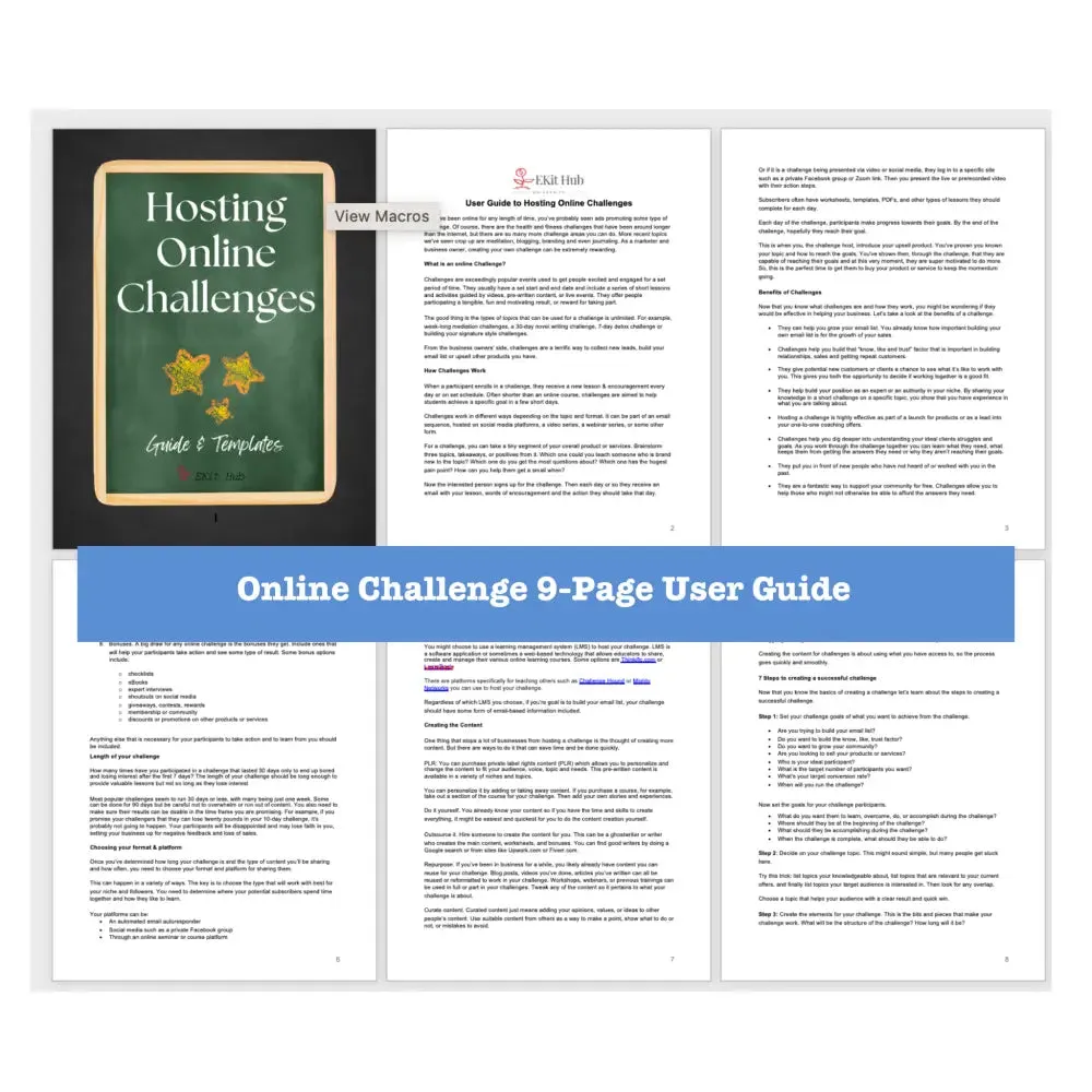 Online Challenge Templates    Guide with PLR Rights