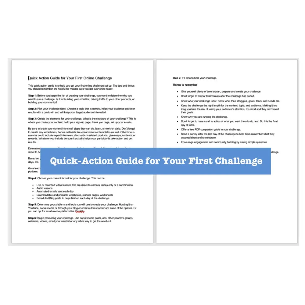 Online Challenge Templates    Guide with PLR Rights