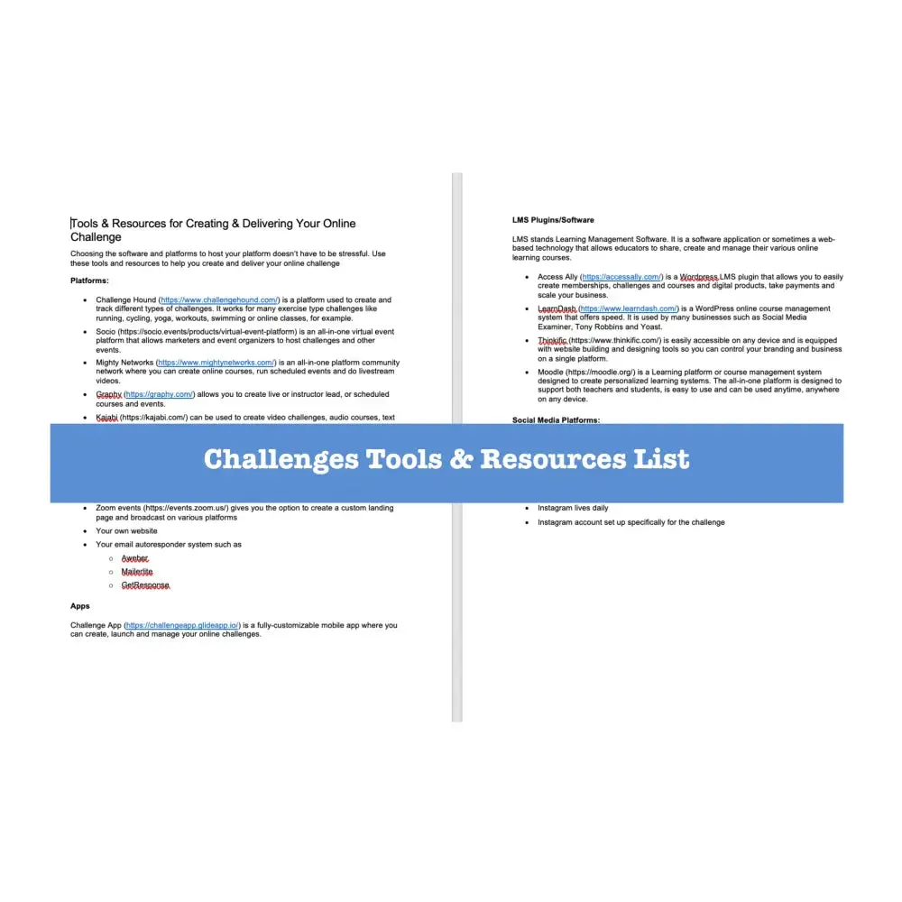 Online Challenge Templates    Guide with PLR Rights