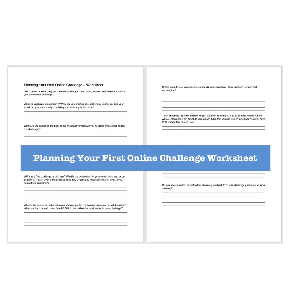 Online Challenge Templates    Guide with PLR Rights