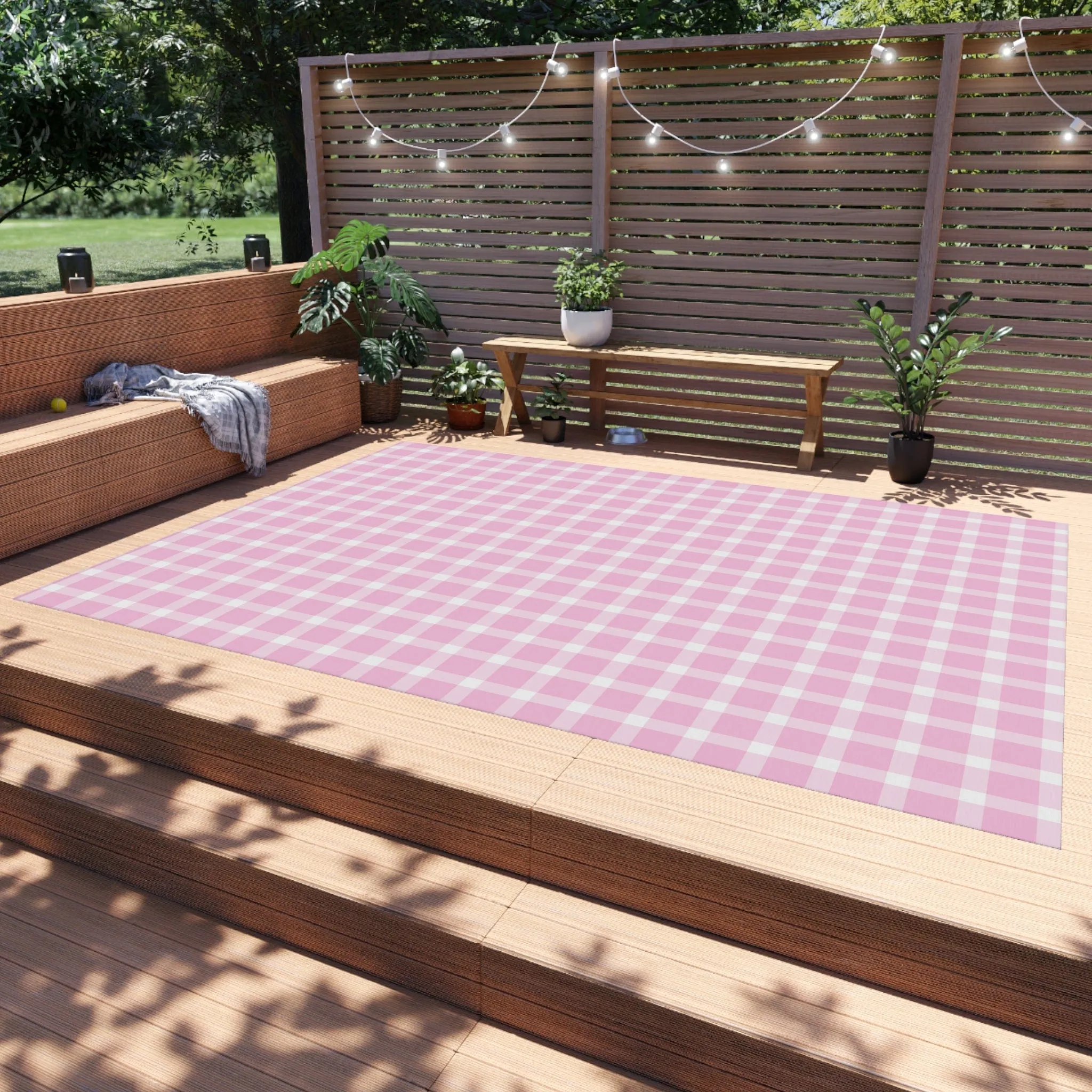 Pink Plaid Rug