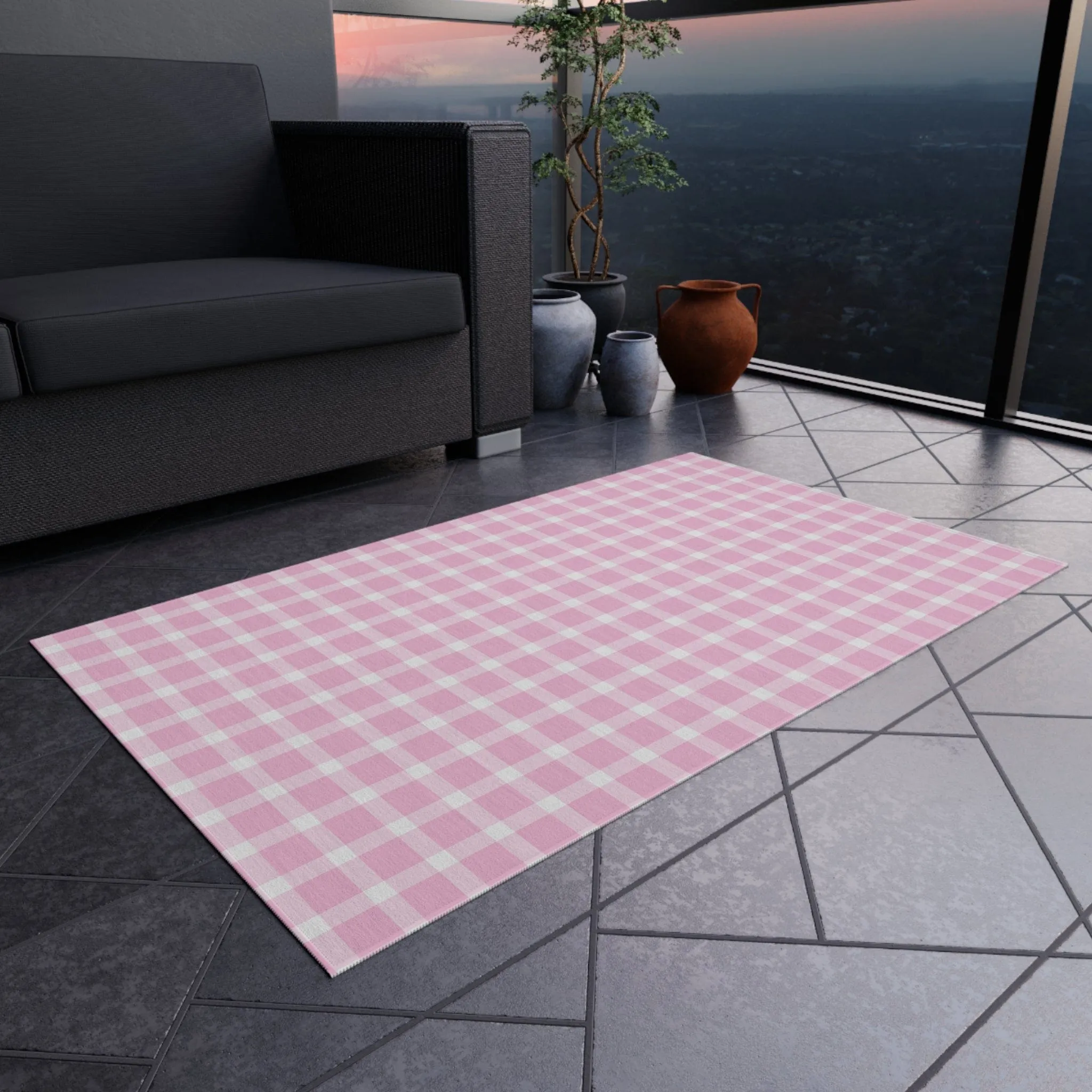 Pink Plaid Rug