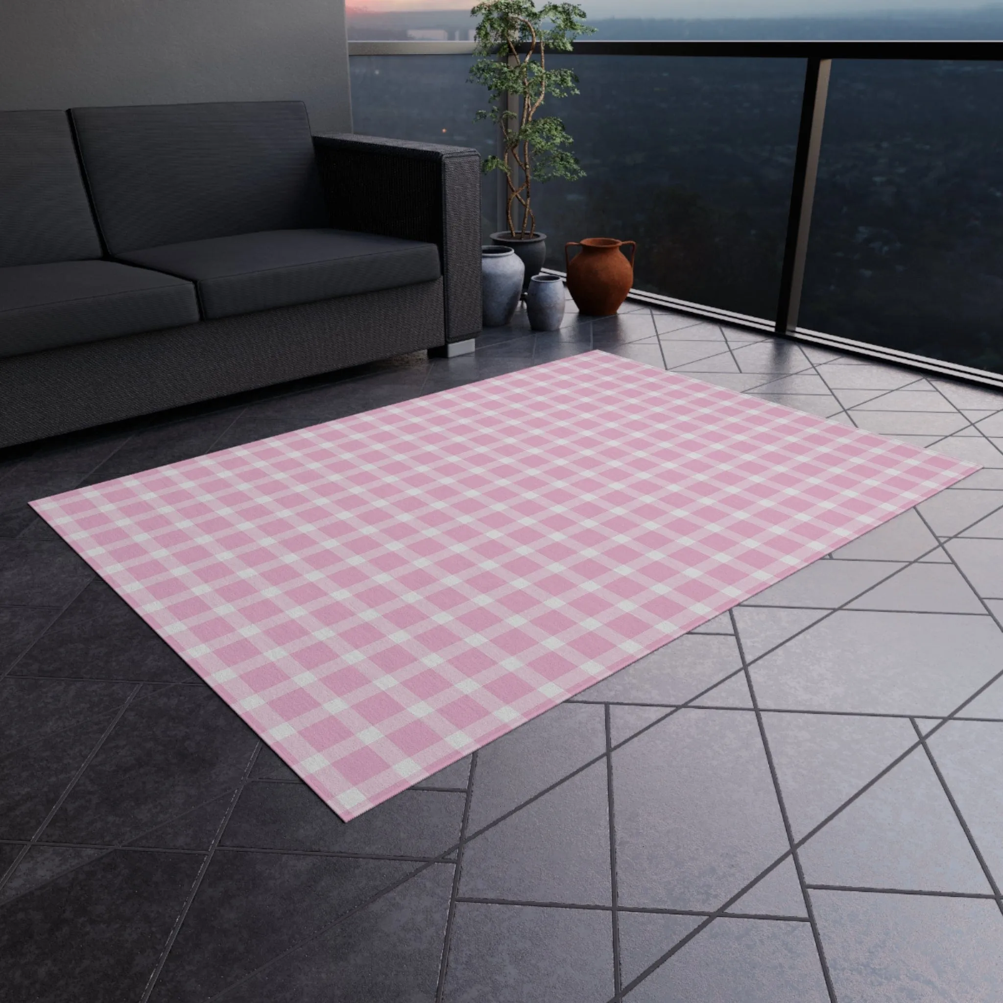 Pink Plaid Rug