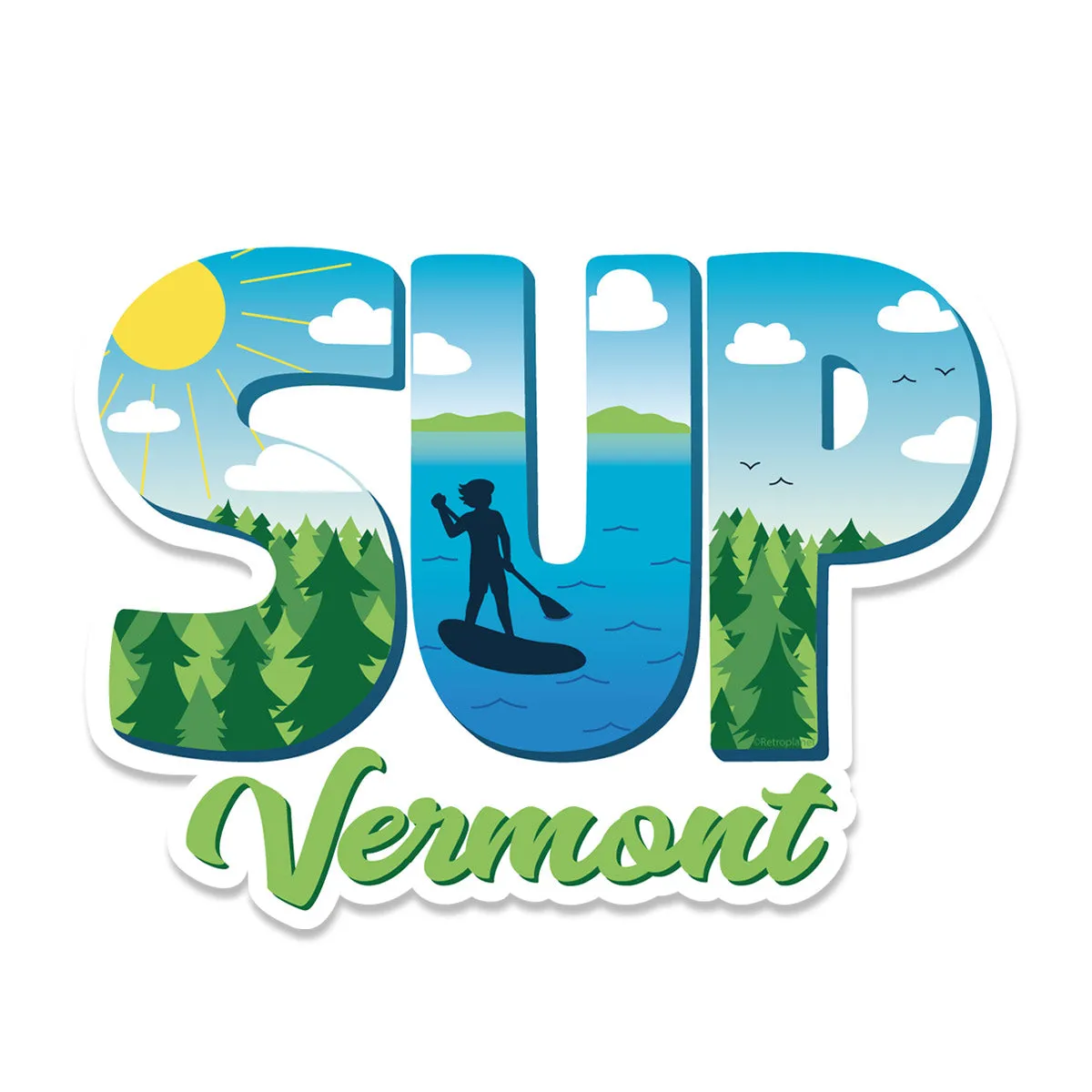 SUP Vermont Die Cut Vinyl Sticker Stand Up Paddleboard