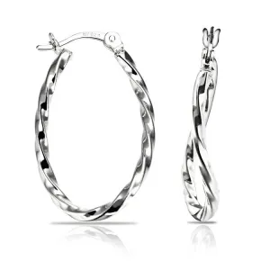 Twisted Round Hoop Earrings in 925 in Sterling Silver