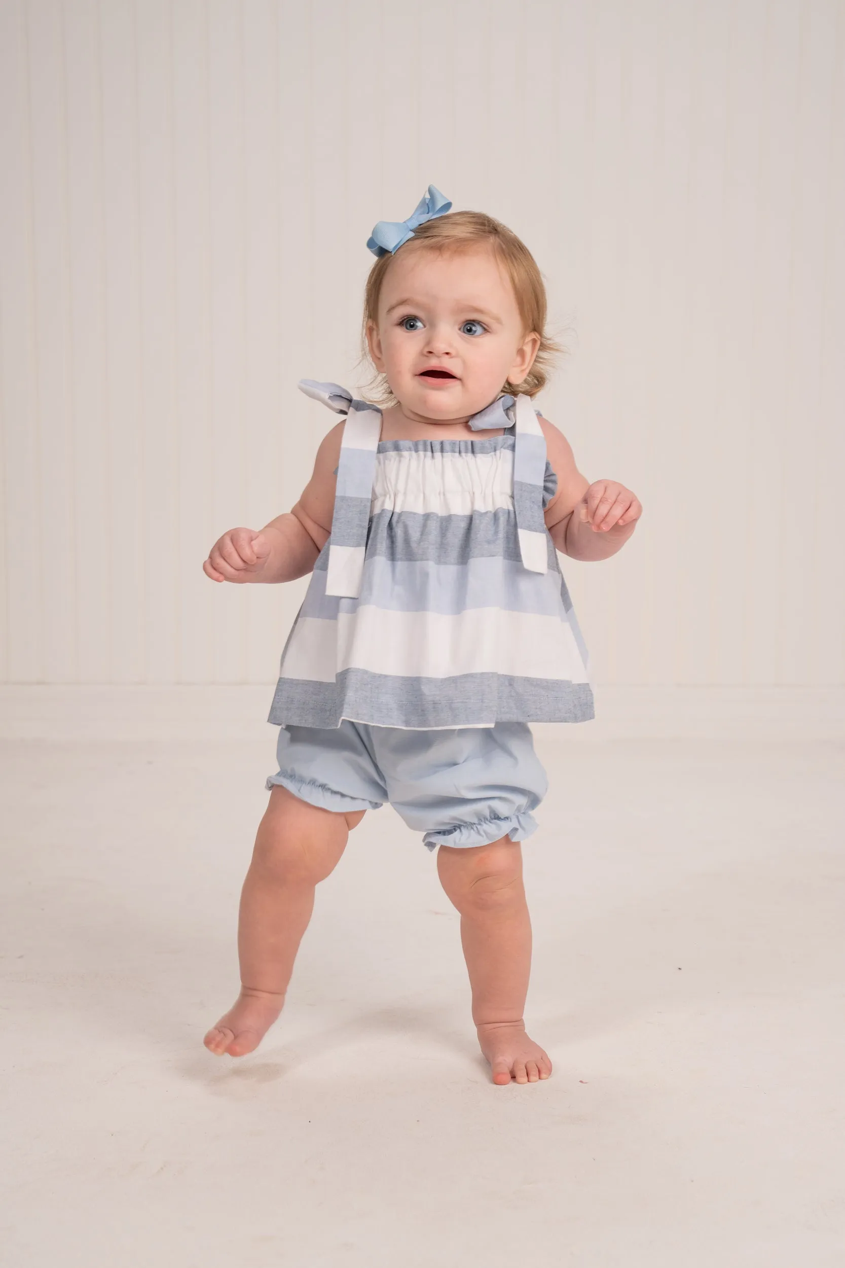 Wrinley Blue Stripe Bloomer Set